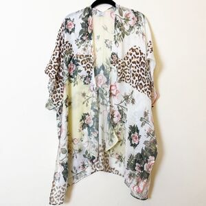 Save The Ocean Lightweight Floral Animal Print Cardigan Kimono Cover Up NWOT